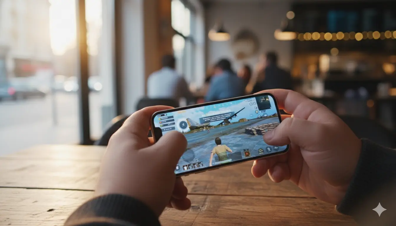 Split screen showing a map of the world with VPN server locations and a PUBG Mobile gameplay scene